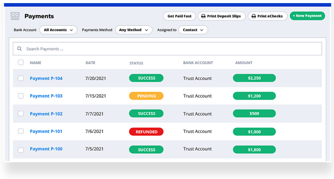 Paradigm Payments list of online payments
